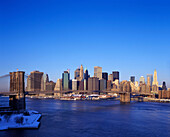 Brooklyn bridge, Downtown skyline, Manhattan, New York, USA