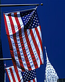 United states flags, 42nd Street, Manhattan, New York, USA