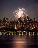 Firework display, Upper west side, Manhattan, New York, USA