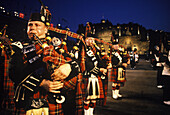 Bagpipers band, Military tattoo, Edinburgh castle, Scotland, UK