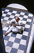 Musician playing the sitar. Varanasi. India.