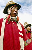 Men with traditional dress. Urubamba River valley, Peru