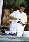 Shawarma and cook at Plaka District, Athens. Greece