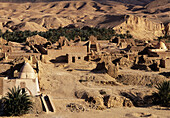 Old town in the oasis of Tamerza. Tunisia