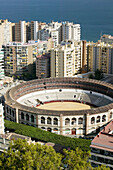 View of Málaga with its bullring. Andalusia. Spain