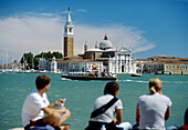 Gondolas and San Giorgio Maggiore church in background. Venice. Veneto, Italy