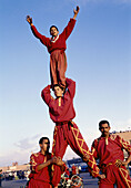 Acrobats at Jemaa el Fna square, Marrakech. Morocco