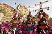The Awa a secret masking association take part in many ceremonies, specially the Dama a highly religious ceremony ending a period of mourning, Dogon Village of Tireli, Dogon Country, Mali, Africa