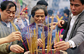 People at Wong Tai Sin temple in Kowloon, Hong Kong. China