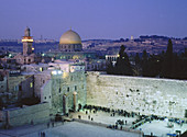 Wailing Wall and Dome of the Rock, old Jerusalem. Israel