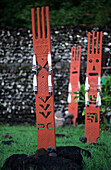 Sculpturs at Marae Mahaiatea on the south coast of the island, Tahiti, French Polynesia, south sea