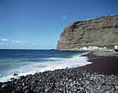 Spain, Canary Islands, La Palma, Tazacorte, village view, bay, beach, sea