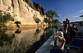 Boat cruise on the Fitzroy River in the Geikie Gorge, Geikie Gorge National Park, Western Australia, Australia