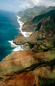 Aerial view of Na Pali coast. Kauai island. Hawai