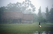 Girl on a flooded village. Amazonia. Peru