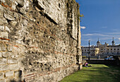 Roman wall. Tower of London, London , England. UK.