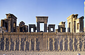 Bas-relief of guardians. West stairs. Tachara. Darius Palace. Persepolis. Iran.