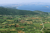 Montefiascone and Lake Bolsena seen from Belvedere. Lazio, Italy