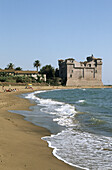 Beach and castle, Santa Severa. Lazio, Italy