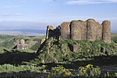 Amberd fortress complex with a church (built in 1026) on the slopes of Mt. Aragats (11th-13th century). Armenia