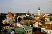 St. Olaf Church, Lower Walls. Old Town from Toompea. Tallinn. Estonia.