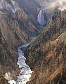 Lower Falls in autumn. Grand Canyon. Yellowstone National Park. Wyoming. USA