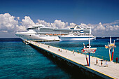 Cruise ship at port. Cozumel island. Quintana Roo. Mexico
