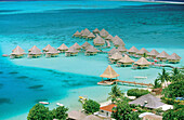 Taahina Bay & bungalows of Beachcomber Hotel. Bora Bora. French Polynesia