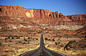 Route 24 through the Capitol Reef National Park in Utah. USA