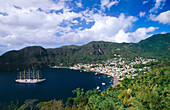 Harbour from the south. Soufriere. Santa Lucia. West Indies. Caribbean