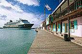 Cruise ship. Redcliffe Quay. Saint John s. Antigua. Antigua and Barbuda. West Indies. Caribbean