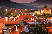Town view from Krumlov Chateau. Cesky Krumlov. South Bohemia. Czech Republic