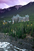 Fairmont Banff Springs Hotel at dusk. Banff National Park. Alberta, Canada