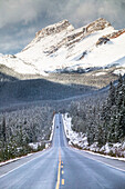 Icefields parkway (Rt. 93) in early winter. Banff National Park. Alberta, Canada