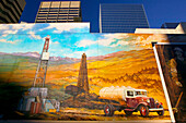 Oil drilling mural, downtown Calgary. Alberta, Canada