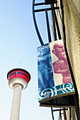 Banner for the Glenbow Museum and Calgary Tower. Calgary. Alberta, Canada