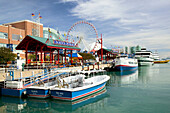 Navy Pier & Chicago tour boats. Illinois. Chicago, USA