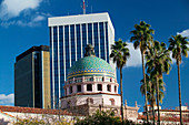 Pima County Courthouse and Bank of America building in downtown Tucson. Arizona, USA