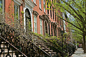 St. Luke s Place. Brownstone buildings at springtime. Greenwich Village. Manhattan. New York city. USA.