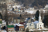 Green Mountain town in snow. South Royalton. Vermont. USA.