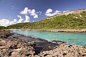 French West Indies (FWI), Guadeloupe, Grande Terre Island, La Porte d Enfer: Lagoon at La Porte d Enfer / North Coast