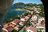 French West Indies (FWI), Guadeloupe, Les-Saintes Islands, Terre-de-Haut: Aerial View of Bourg Des Saintes