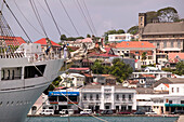 Grenada, St. George s: St. George s Harbor, The Carenage. Cruise Sailing Ship Sea Cloud 2 Docking