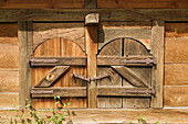 Szentendre: Hungarian Open Air Ethnographic Museum. Wooden Barn Door. Danube bend. Hungary. 2004.