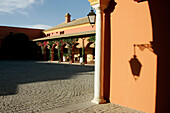 Courtyard, Hotel Hacienda La Boticaria, Vega de Alcala de Guadaira, near Sevilla, Andalusia, Spain, Europe