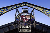 Barcelona, Ramblas,  Mercat de Sant Josep, La Boqueria market, Entrance sign