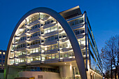 Berlin stock exchange modern architecture at twilight