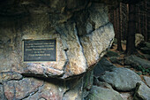 plaque, Harz mountains, Goethe was here, Schierke, Saxony Anhalt, Germany