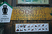 sign at entrance to Bodetal, nature reserve, regulation sign, Harz Mountains, Saxony Anhalt, Harz mountains, Germany