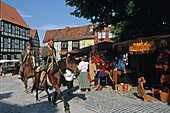 Quedlinburg, castle hill, medieval festival, fair, Kaiserfrühling, Harz Mountains, Saxony Anhalt, Germany